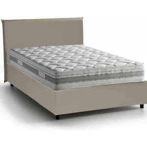 Daceros tweepersoonsbed, opbergbed met bekleding van eco-leer, 100% Made in Italy, opening aan de voorkant, inclusief matras 120×200 cm, duifgrijs