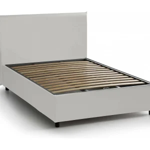 Dacero tweepersoonsbed, Opbergbed met eco-lederen bekleding, 100% Made in Italy, Opening aan de voorzijde, geschikt voor matras van 120×200 cm, Wit