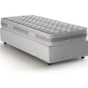Dmeol eenpersoonsbed, Opbergbed met stoffen bekleding, 100% Made in Italy, Opening aan de voorkant, inclusief matras van 90×190 cm, Wit