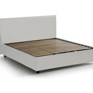 Dacost tweepersoonsbed, Opbergbed met eco-lederen bekleding, 100% Made in Italy, Opening aan de voorkant, geschikt voor matras 140×190 cm, Wit