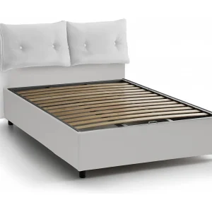 Dlanz tweepersoonsbed, opbergbed met eco-lederen bekleding, 100% Made in Italy, opening aan de voorzijde, geschikt voor matras 120×190 cm, wit Dlanz tweepersoonsbed, opbergbed met eco-lederen bekleding, 100% Made in Italy, opening aan de voorzijde, geschikt voor matras 120×190 cm, wit
