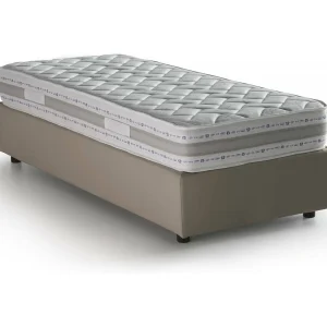 Dmeol eenpersoonsbed, Opbergbed met stoffen bekleding, 100% Made in Italy, Opening aan de voorkant, inclusief matras 90×190 cm, Taupe