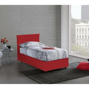 Dbaston eenpersoonsbed, Opbergbed met stoffen bekleding, 100% Made in Italy, Opening aan de voorkant, inclusief matras van 90×200 cm, Rood Dbaston eenpersoonsbed, Opbergbed met stoffen bekleding, 100% Made in Italy, Opening aan de voorkant, inclusief matras van 90×200 cm, Rood