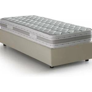 Dmeol eenpersoonsbed, Opbergbed met stoffen bekleding, 100% Made in Italy, Opening aan de voorkant, inclusief matras 90×190 cm, Beige