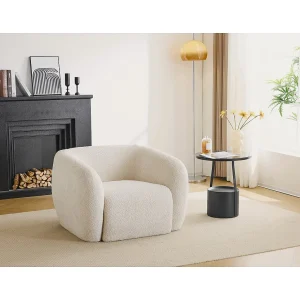 Washington" fauteuil van krullende stof – Wit Washington" fauteuil van krullende stof – Wit