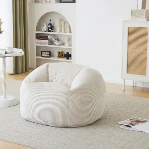Corduroy poef "Cusco" – 80 x 74 x 49 cm – Beige Corduroy poef "Cusco" – 80 x 74 x 49 cm – Beige