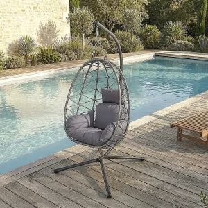 Cosi" rotan egg chair – 99 x 92 x 194 cm – Grijs Cosi" rotan egg chair – 99 x 92 x 194 cm – Grijs