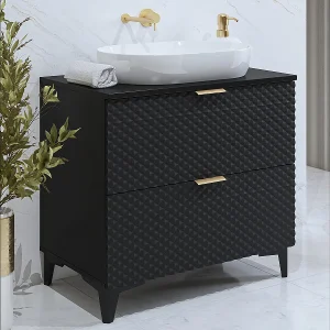 Cléa 80 cm badmeubel op poten Zwart Cléa 80 cm badmeubel op poten Zwart