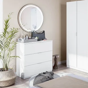 Commode 3 lades spaanplaat wit 80x70x38cm Commode 3 lades spaanplaat wit 80x70x38cm