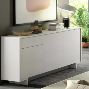 Davallon Dressoir, Salonkast, Buffet met 3 deuren en 1 lade, 100% Made in Italy, 170x42h78 cm, Wit Davallon Dressoir, Salonkast, Buffet met 3 deuren en 1 lade, 100% Made in Italy, 170x42h78 cm, Wit