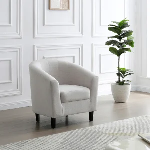 Cabrioletfauteuil in gemêleerde stof kleur beige CRISTOBAL