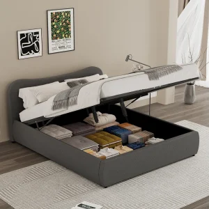 Design fluwelen opbergbed in grijs 140x190cm