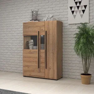 Vitrinedesign XL collectie BREDA. LED inbegrepen. Kleur eiken.