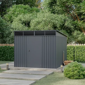 Metalen tuinhuis van gegalvaniseerd staal antracietgrijs 6,6 m² – CLAFTON