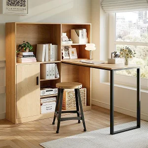 Computerbureau met opbergruimte – 1 deur en 7 nissen – ijzeren poten – MDF – 120x50x120cm Computerbureau met opbergruimte – 1 deur en 7 nissen – ijzeren poten – MDF – 120x50x120cm