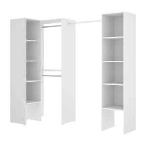 Dluvumb kledingkast, Structuur voor hoekinloopkast, Open hoekkleerhanger, 226x79h186 cm, Wit Dluvumb kledingkast, Structuur voor hoekinloopkast, Open hoekkleerhanger, 226x79h186 cm, Wit