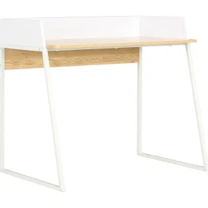 Bureau 90x60x88 cm wit en eikenkleurig