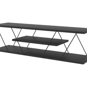 Dmustaph-tv-standaard, woonkamermeubel, lage tv-meubel, wandstandaard, 120x30h33 cm, Antraciet en grijs