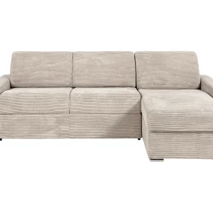 Omkeerbare hoekslaapbank express in beige corduroy 160 cm – 18 cm CALITO Omkeerbare hoekslaapbank express in beige corduroy 160 cm – 18 cm CALITO