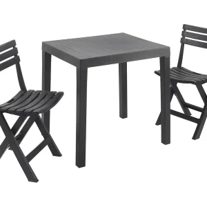 Dmora tuinset Ortisei Antraciet 2-zits met Tafeltje, Waterdicht Outdoor Loungeset Made in Italy