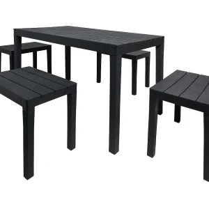Dmora tuinset Sanremo Antraciet: 4 Zitplaatsen, Tafeltje, Waterdicht, Waterafstotend, Made in Italy Dmora tuinset Sanremo Antraciet: 4 Zitplaatsen, Tafeltje, Waterdicht, Waterafstotend, Made in Italy