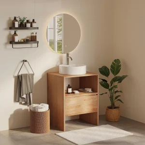 Wastafelmeubel van massief eiken – Licht natuurlijk – 60 cm – CAVIZO Wastafelmeubel van massief eiken – Licht natuurlijk – 60 cm – CAVIZO