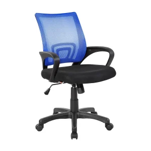 Dgell bureaustoel, Mesh bureaustoel met armleuningen, Ergonomische bureaustoel, 59x54h90/100 cm, Zwart en Blauw Dgell bureaustoel, Mesh bureaustoel met armleuningen, Ergonomische bureaustoel, 59x54h90/100 cm, Zwart en Blauw