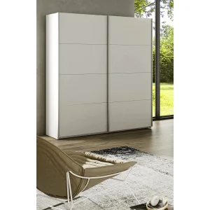 Dmace kledingkast, Slaapkamerkast met 2 schuifdeuren, Kast met kledingroede en 2 planken, 150x60h200 cm, Wit Dmace kledingkast, Slaapkamerkast met 2 schuifdeuren, Kast met kledingroede en 2 planken, 150x60h200 cm, Wit