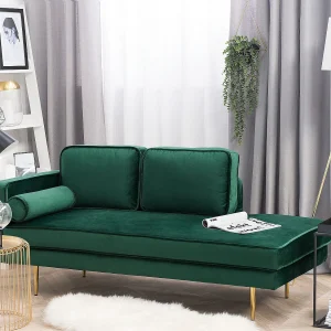 Chaise longue fluweel smaragdgroen linkszijdig MIRAMAS Chaise longue fluweel smaragdgroen linkszijdig MIRAMAS
