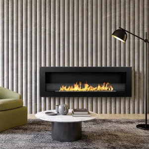 Cheminée bioéthanol murale encastrable 120×40 LIVORNO 120 Noir
