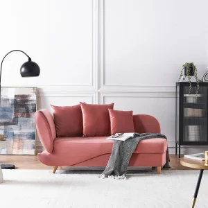 Chaise longue fluweel roze linkszijdig MERI II Chaise longue fluweel roze linkszijdig MERI II