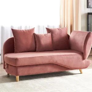 Chaise longue fluweel roze rechtszijdig MERI II Chaise longue fluweel roze rechtszijdig MERI II
