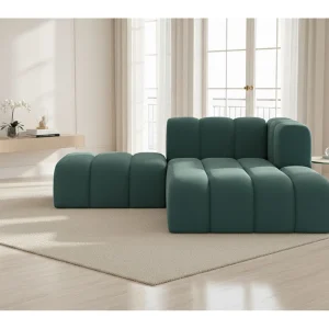 Chaise Longue Met Hocker Grand, Veloursstof Salvador, Azurblauw, Rechts