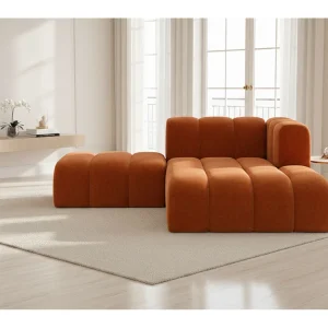 Chaise Longue Met Hocker Grand, Veloursstof Salvador, Bruin, Rechts