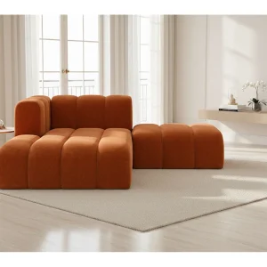 Chaise Longue Met Hocker Grand, Veloursstof Salvador, Bruin, Links