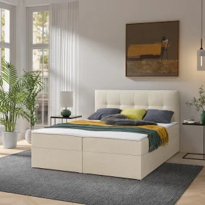 Boxspring toronto – 180×200 cm crème herbi 45 – geweven tweepersoons Boxspring toronto – 180×200 cm crème herbi 45 – geweven tweepersoons