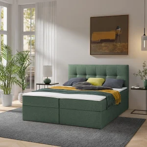Boxspring toronto – 140×200 cm groen herbi 10 – geweven tweepersoons