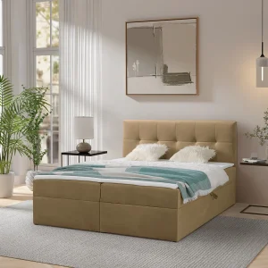 Boxspring toronto – 140×200 cm lichtbruin amor velvet 4302 – tweepersoons