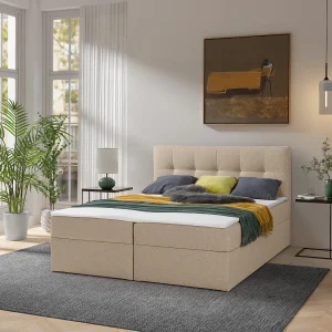 Boxspring toronto – 180×200 cm latte herbi 55 – geweven tweepersoons