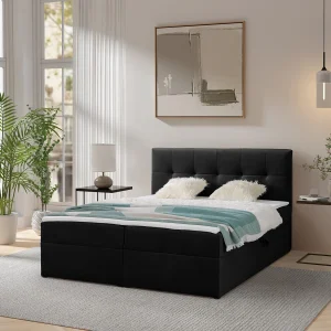 Boxspring toronto – 140×200 cm zwart amor velvet 4322 – tweepersoons