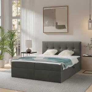Boxspring toronto – 140×200 cm donkergrijs amor velvet 4338 – tweepersoons