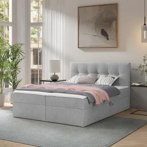 Boxspring toronto – 160×200 cm grijs gerra 65 – bouclé tweepersoons Boxspring toronto – 160×200 cm grijs gerra 65 – bouclé tweepersoons