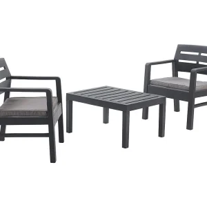 Dmora Set Buitenlounge Benevento Zwart Antraciet 2-Zits met Tafel, Waterdicht, Waterafstotend, Made in Italy