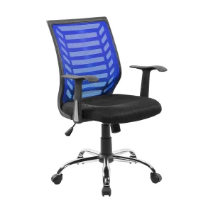 Dfann bureaustoel, Mesh bureaustoel met armleuningen, Ergonomische bureaustoel, 59x60h93/103 cm, Zwart en Blauw Dfann bureaustoel, Mesh bureaustoel met armleuningen, Ergonomische bureaustoel, 59x60h93/103 cm, Zwart en Blauw