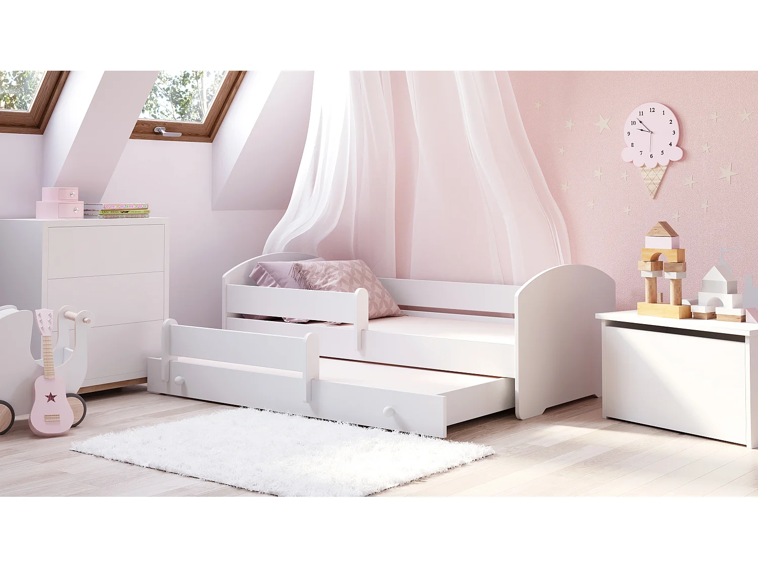 Cama dupla 160 x 80 com colchões e estrados incluídos Kobi Luk
