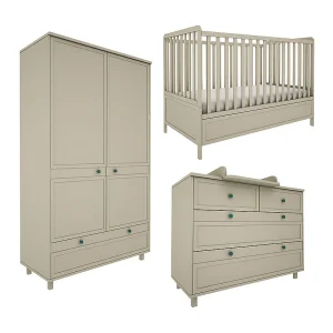 Wood Luck Gabriel Complete babykamer Meegroei ledikant 70×140 commode en 2-deurs kledingkast Eucalyptus Groen Wood Luck Gabriel Complete babykamer Meegroei ledikant 70×140 commode en 2-deurs kledingkast Eucalyptus Groen