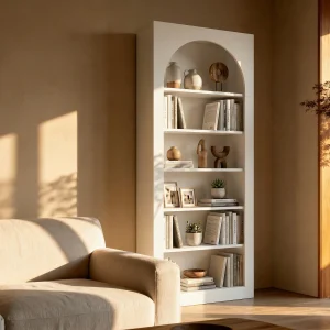 Eigentijdse boekenkast met 6 nissen – Wit – CYMORA Eigentijdse boekenkast met 6 nissen – Wit – CYMORA