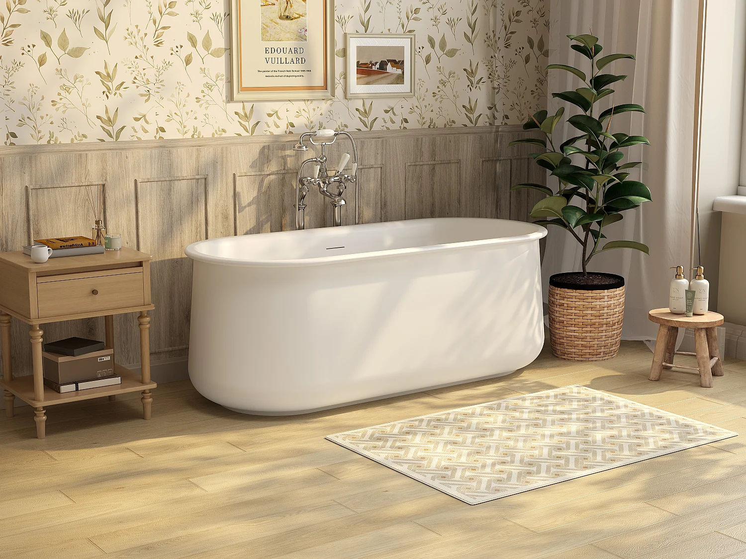 Mat wit vrijstaand bad - 160 x 74 x 60 cm - 234 L - CALDRIA