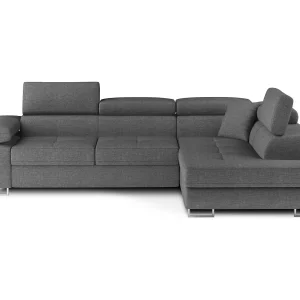 Converteerbare stoffen hoekbank met opklapbare hoofdsteunen – Marka Collection-Kleur Grijs-juiste hoek Converteerbare stoffen hoekbank met opklapbare hoofdsteunen – Marka Collection-Kleur Grijs-juiste hoek