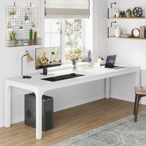 Computerbureau, 200 x 70 x 75 cm, bureau voor studenten en werknemers, dubbel bureau, lange computertafel, bureau voor studie, kantoor, wit Computerbureau, 200 x 70 x 75 cm, bureau voor studenten en werknemers, dubbel bureau, lange computertafel, bureau voor studie, kantoor, wit